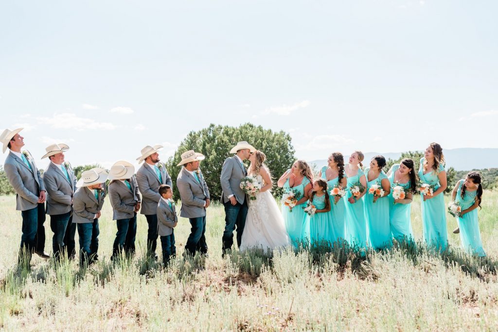 Wedding Party posing in desert